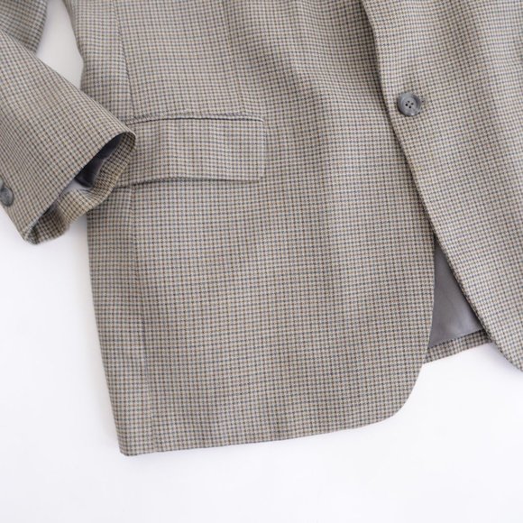 Andrew Fezza  Olive Houndstooth Silk & Wool Blazer Size 42R - Picture 12 of 15